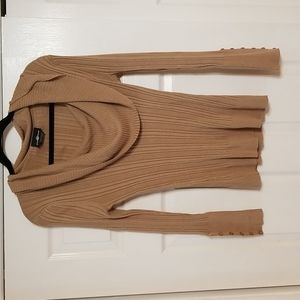 🌻SOLD🌻t's Our Time Tan Long Sleeve Cowl Neckline Lightweight Top XL